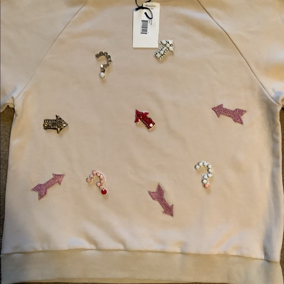 NWT Stellah Embellished Bejeweled Cream Sweatshirt Size L - Picture 3 of 5